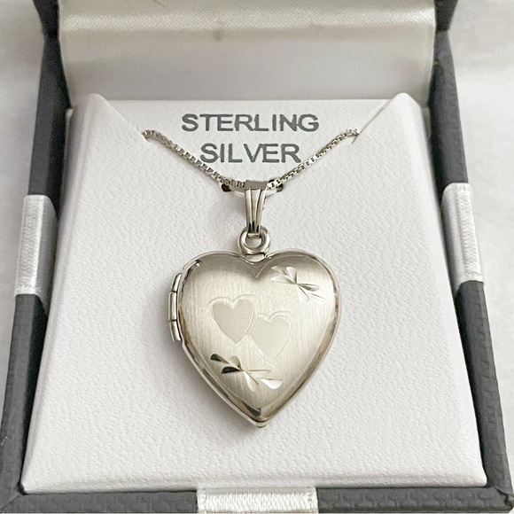 NWT 925 Sterling Silver Double Heart Locket 16" - Picture 2 of 4